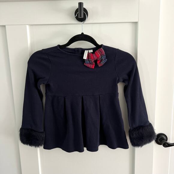 Janie and Jack Blue Holiday Christmas Tunic with Bow Girls Size 6 - Picture 1 of 7